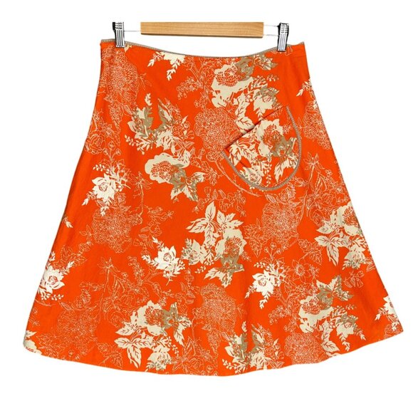Lapis Dresses & Skirts - Anthropologie Lapis Floral ALine Skirt Medium Orange Y2K 90's Boho Festival Mini